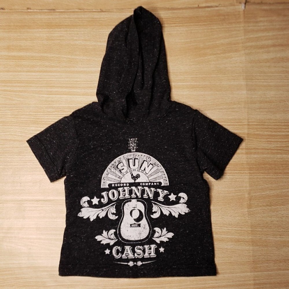 Johnny Cash Toddler Grey Short Sleeve Hooded Shirt 12M